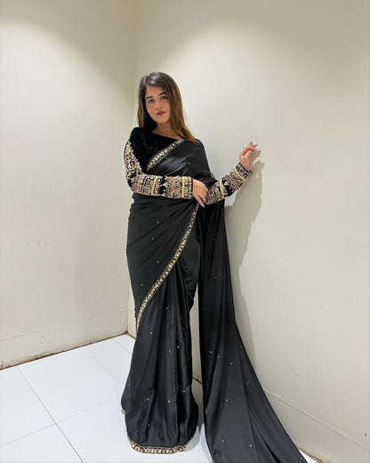 Wedding Saree with stitched blouse Indian Readymade Saree