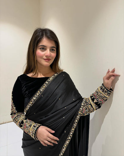 Wedding Saree with stitched blouse Indian Readymade Saree
