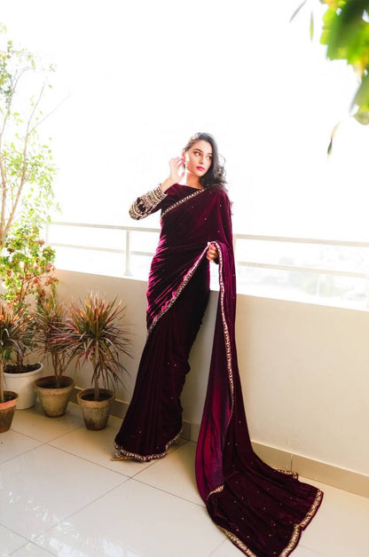 Wedding Saree with stitched blouse Indian Readymade Saree