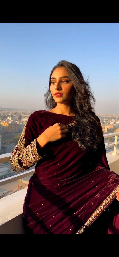 Wedding Saree with stitched blouse Indian Readymade Saree