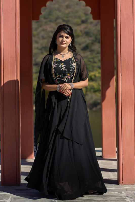 Trending Indowestern Lehenga Choli with Shrug koti for wedding