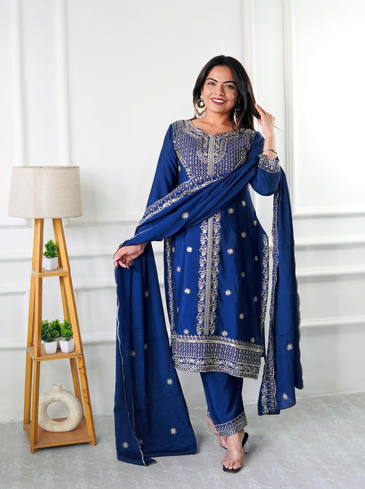 Blue Dress Salwar Kameez for Wedding women Indian suit