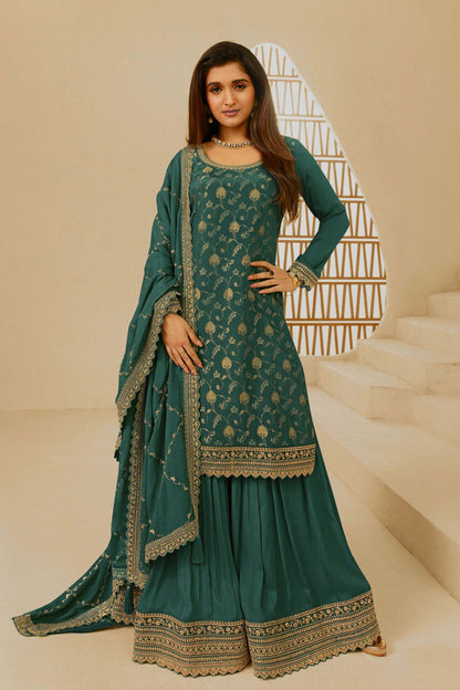 Green Palazzo Suit Set Ready to wear Salwar kameez Indian