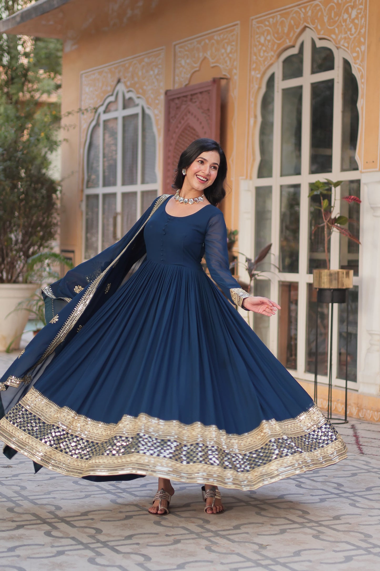 Premium Full Flair anarkali gown Readymade for wedding