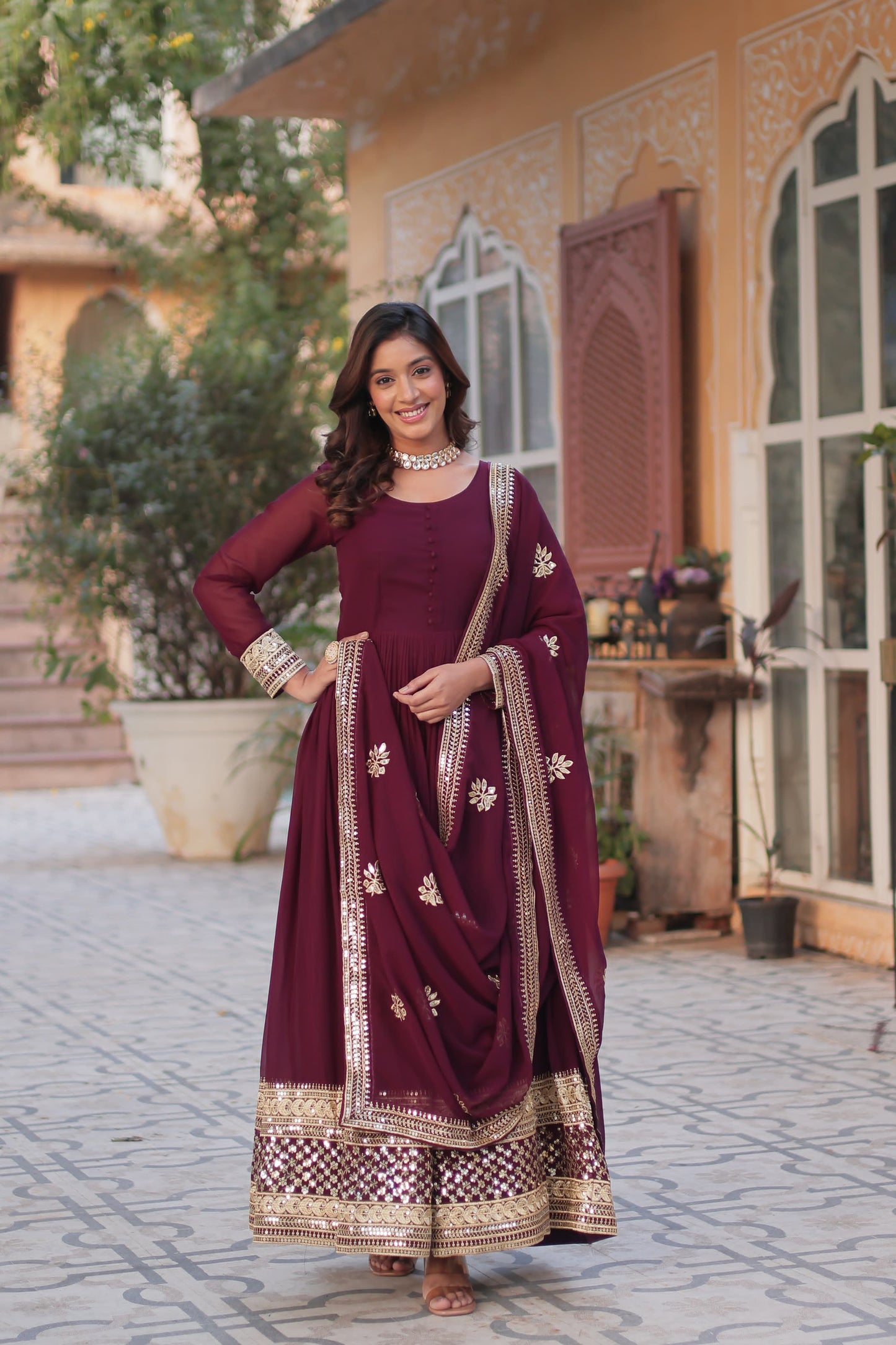Premium Full Flair anarkali gown Readymade for wedding
