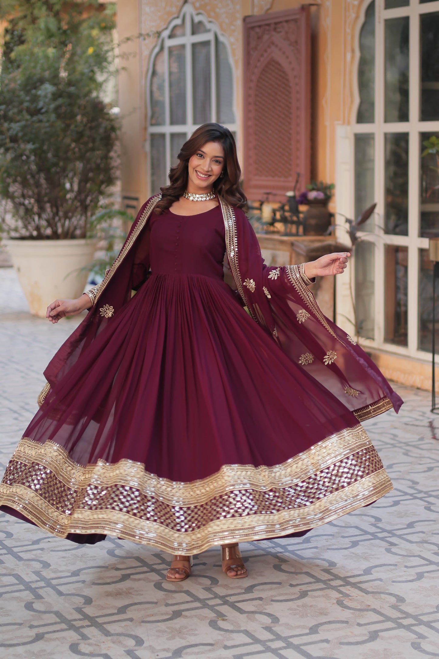 Premium Full Flair anarkali gown Readymade for wedding