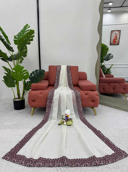 White Ready to wear Saree for wedding women