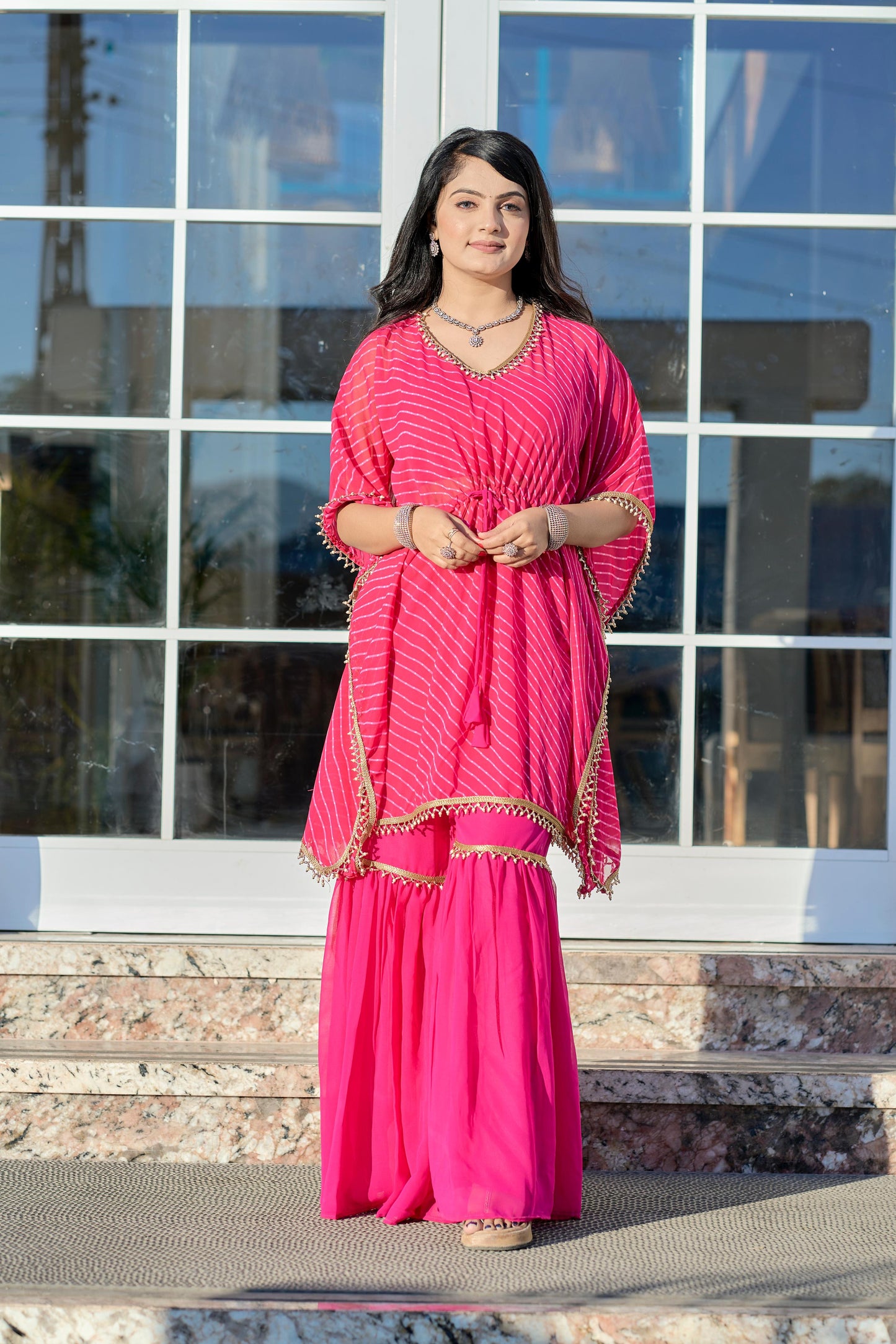 Indowestern Kaftan Blouse Sharara Set Readymade dress