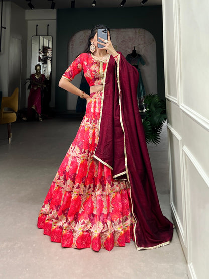 Red Silk wedding lehenga choli Readymade Indian Dress
