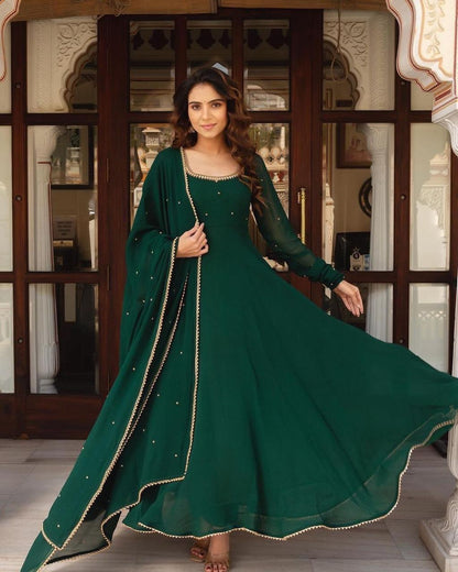 Green Full Flair anarkali gown Readymade Indian Dress