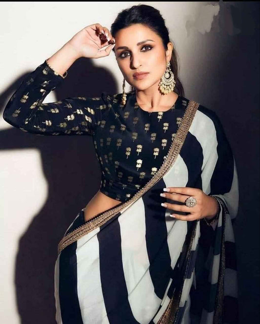 Bollywood Designer Partywear saree with stitched blouse for wedding Ready to wear