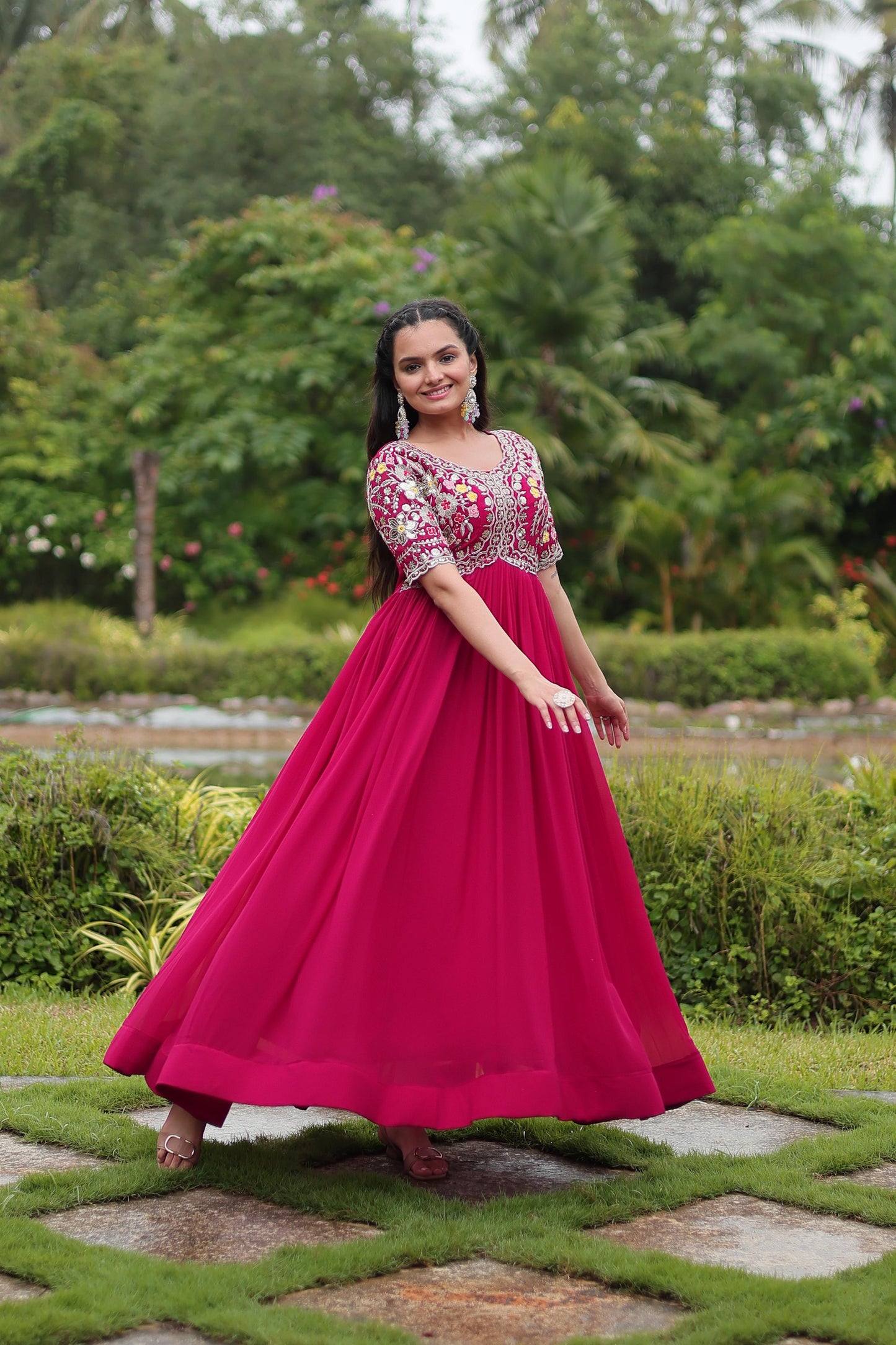 Anarkali Full Flaired gown Readymade Indian wedding dress