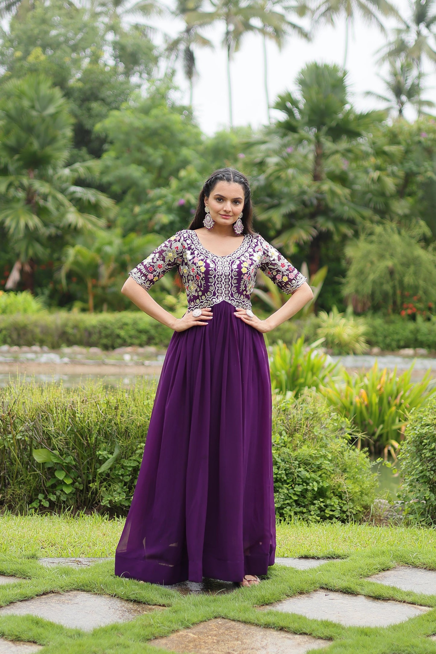 Anarkali Full Flaired gown Readymade Indian wedding dress