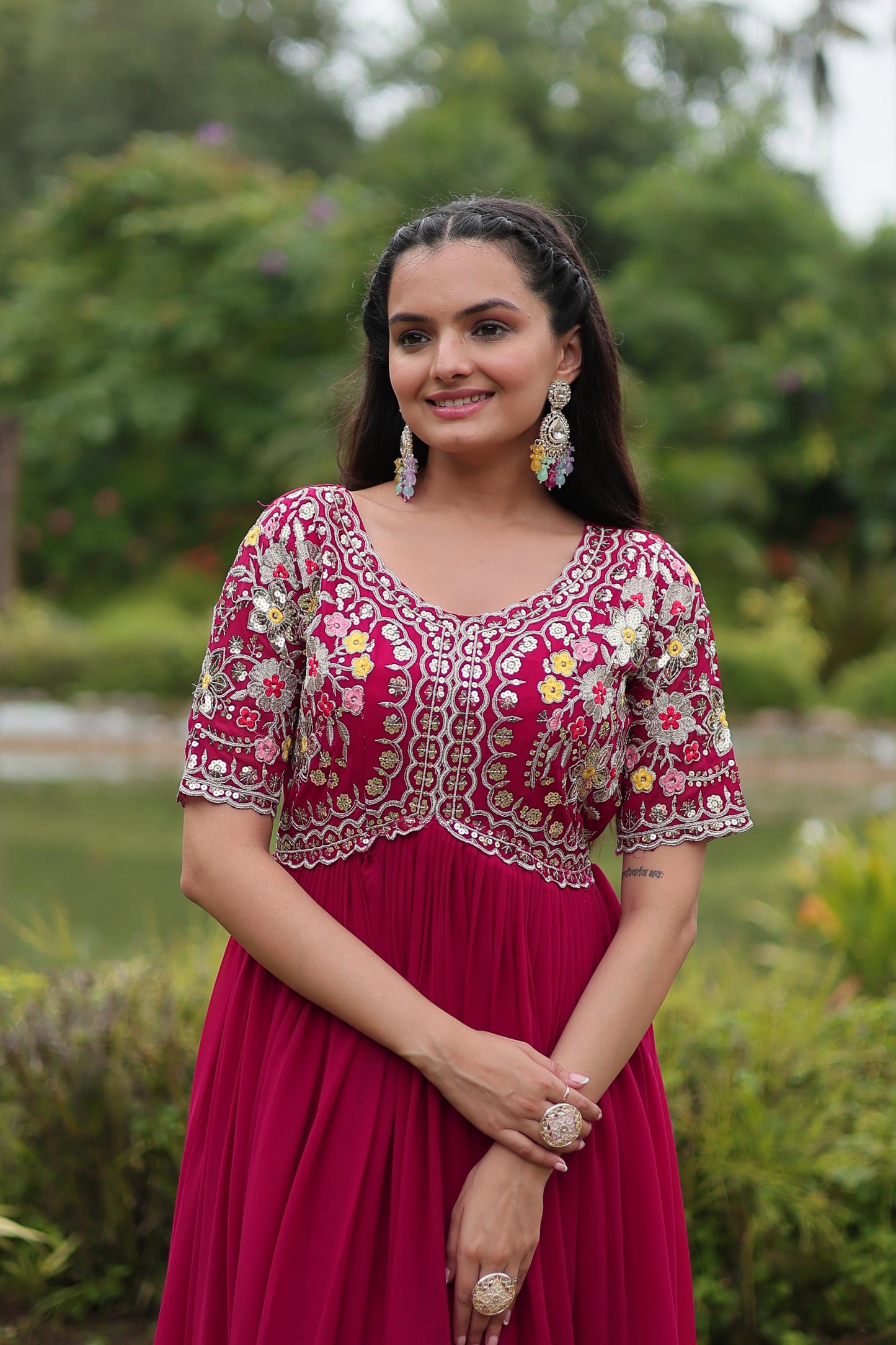 Anarkali Full Flaired gown Readymade Indian wedding dress