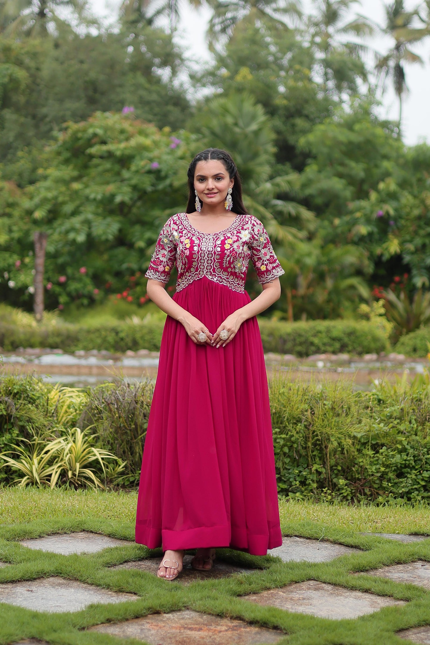 Anarkali Full Flaired gown Readymade Indian wedding dress