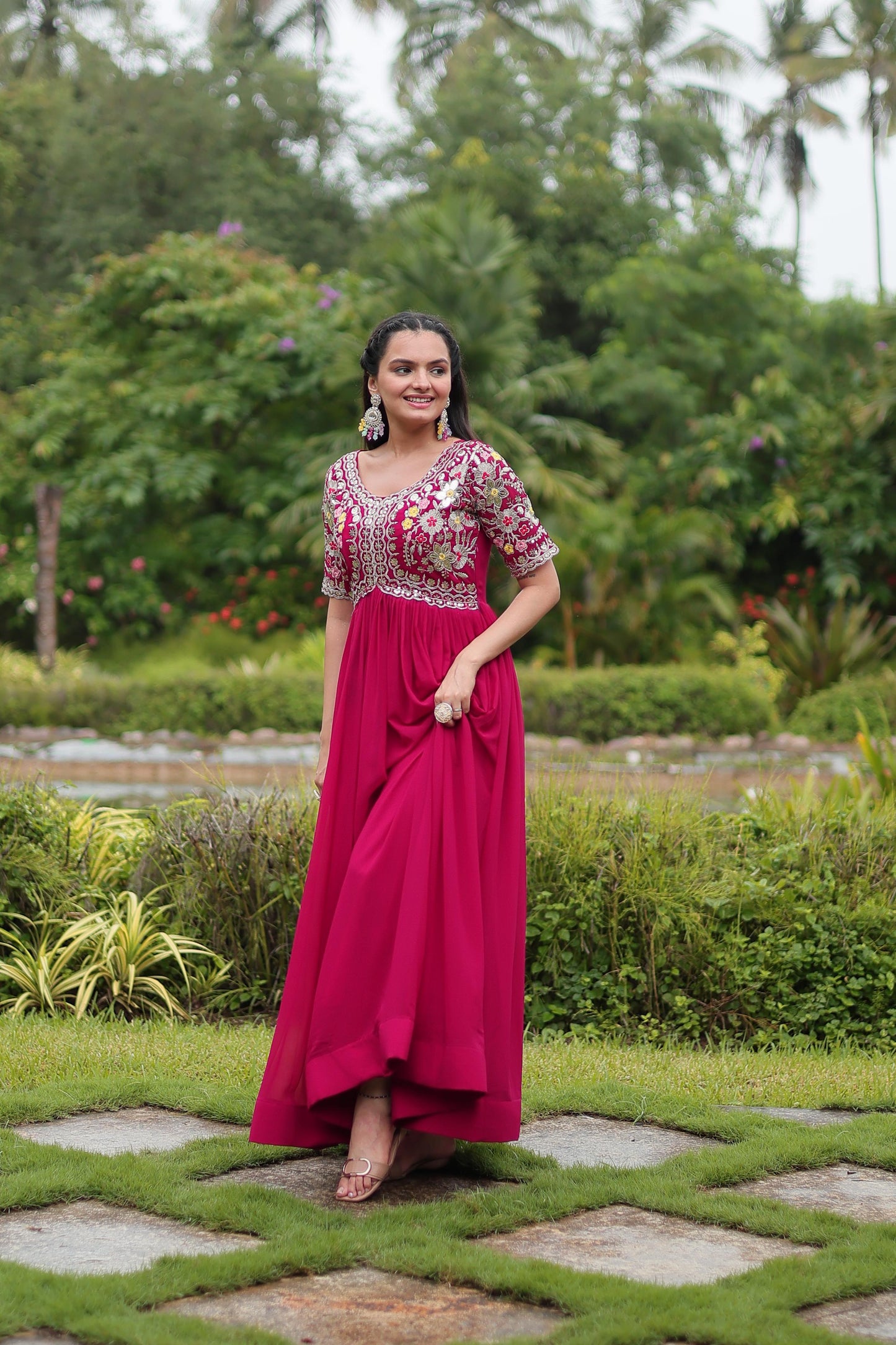 Anarkali Full Flaired gown Readymade Indian wedding dress