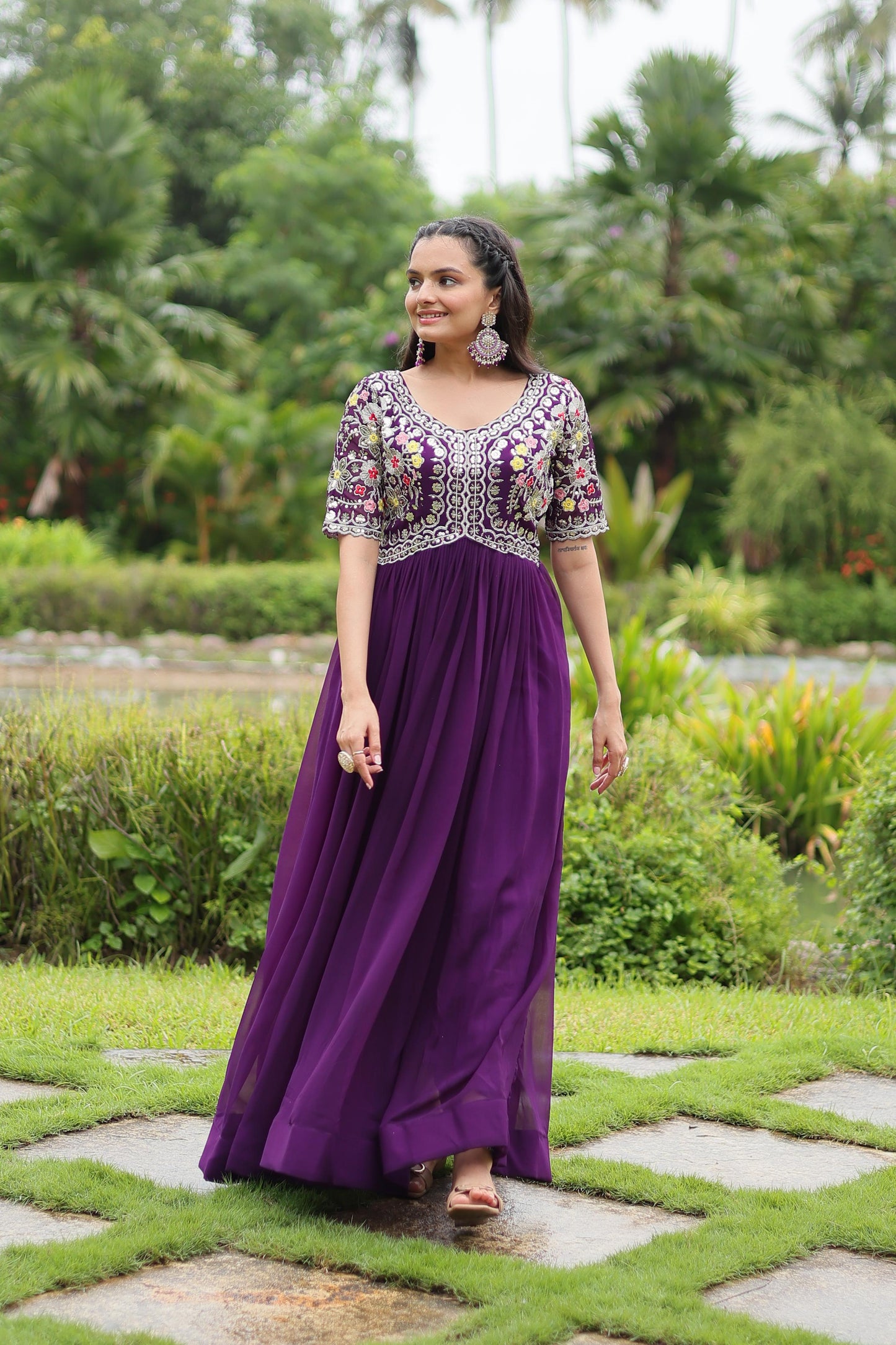 Anarkali Full Flaired gown Readymade Indian wedding dress