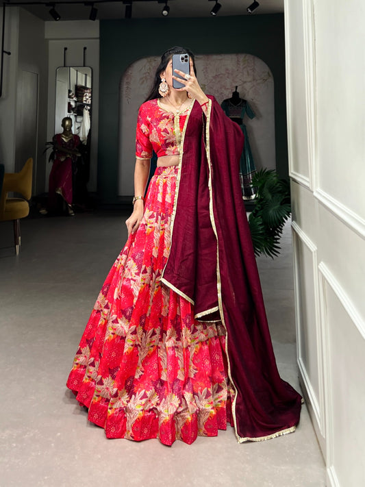 Red Silk wedding lehenga choli Readymade Indian Dress