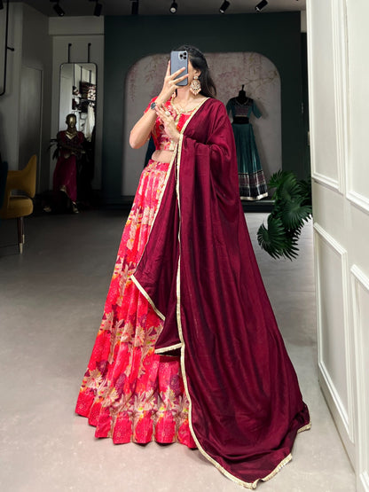 Red Silk wedding lehenga choli Readymade Indian Dress