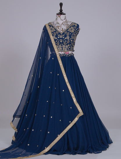 Blue wedding wear lehenga choli Readymade Indian Dress