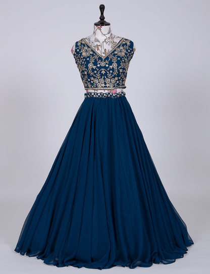 Blue wedding wear lehenga choli Readymade Indian Dress