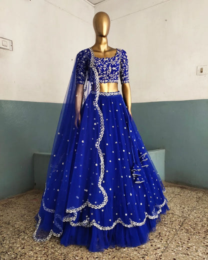 Blue Readymade Wedding lehenga choli Indian premium dress