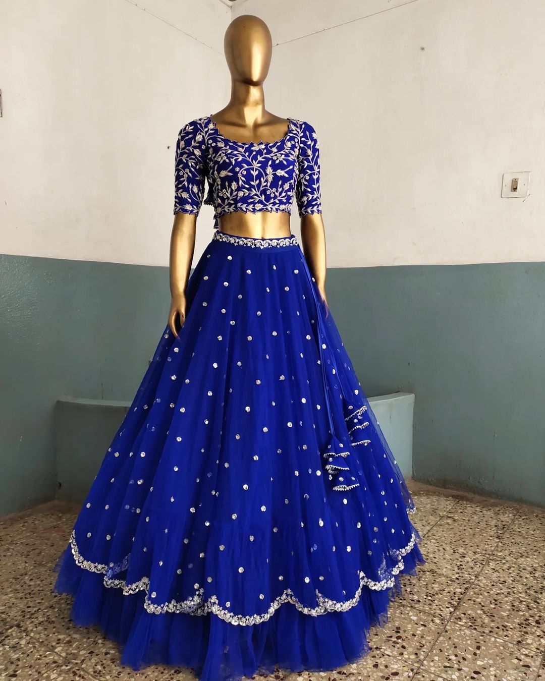 Blue Readymade Wedding lehenga choli Indian premium dress