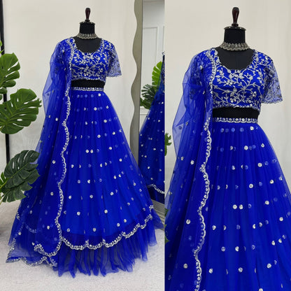 Blue Readymade Wedding lehenga choli Indian premium dress
