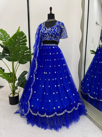 Blue Readymade Wedding lehenga choli Indian premium dress
