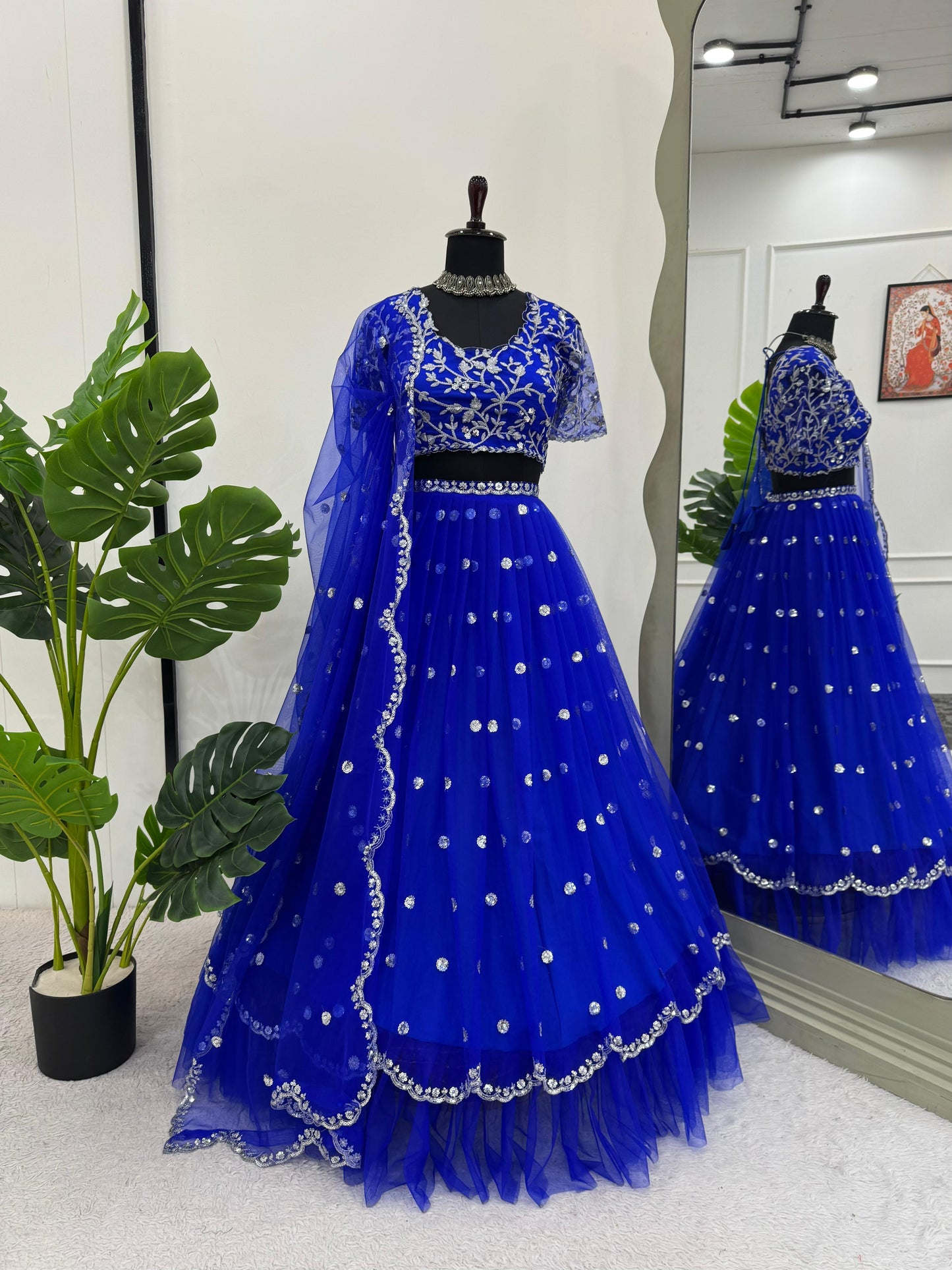 Blue Readymade Wedding lehenga choli Indian premium dress