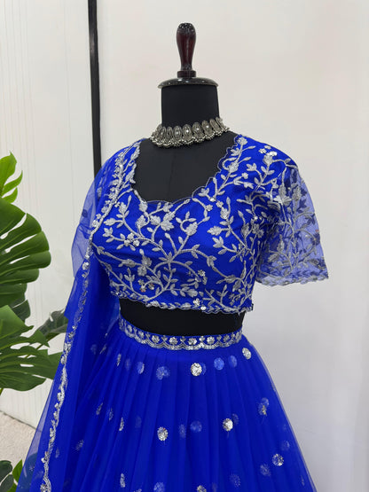 Blue Readymade Wedding lehenga choli Indian premium dress