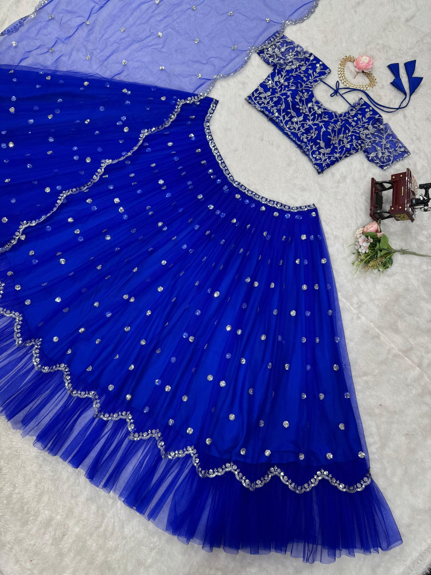 Blue Readymade Wedding lehenga choli Indian premium dress