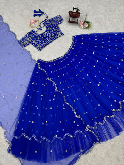 Blue Readymade Wedding lehenga choli Indian premium dress
