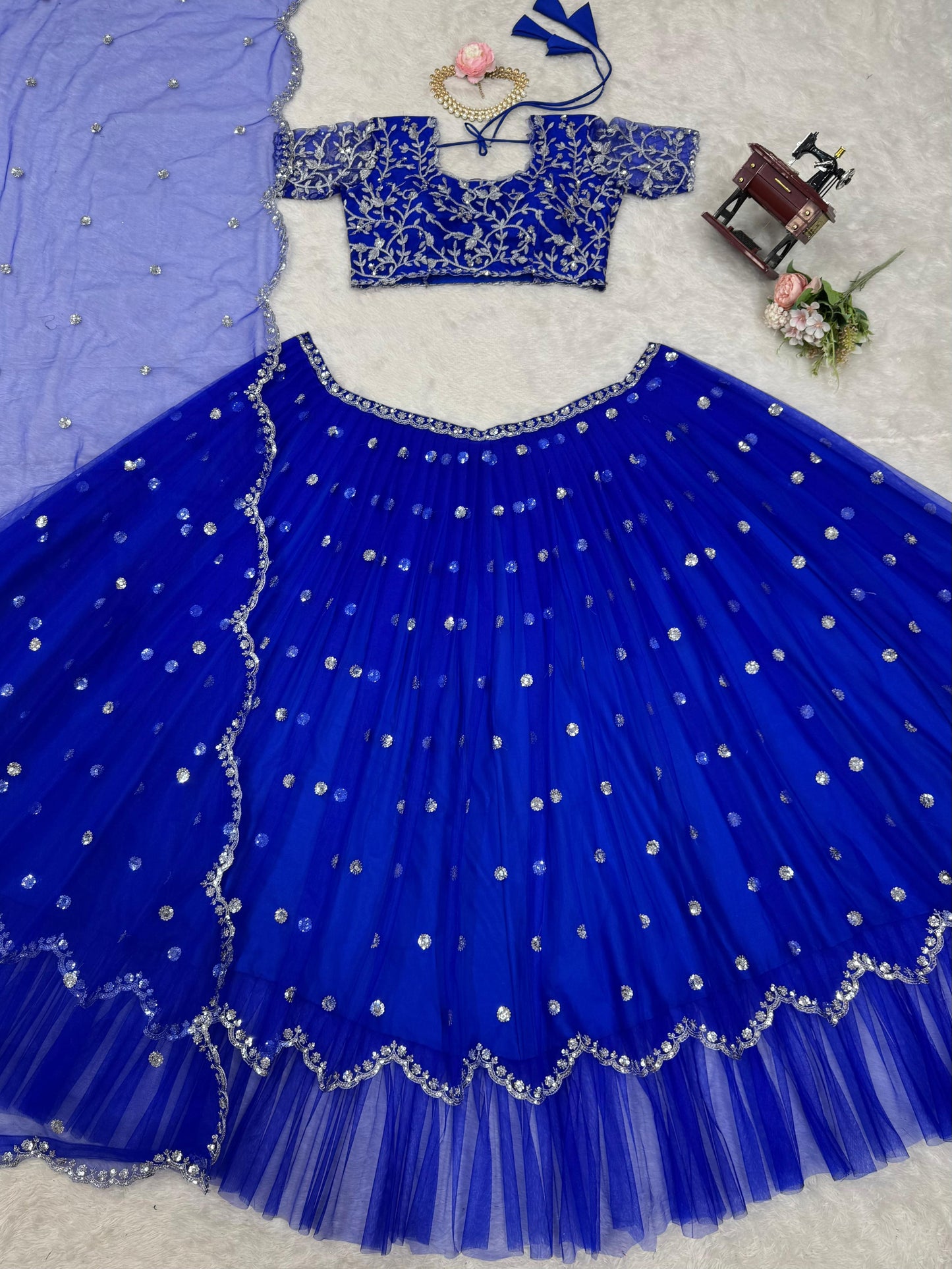 Blue Readymade Wedding lehenga choli Indian premium dress