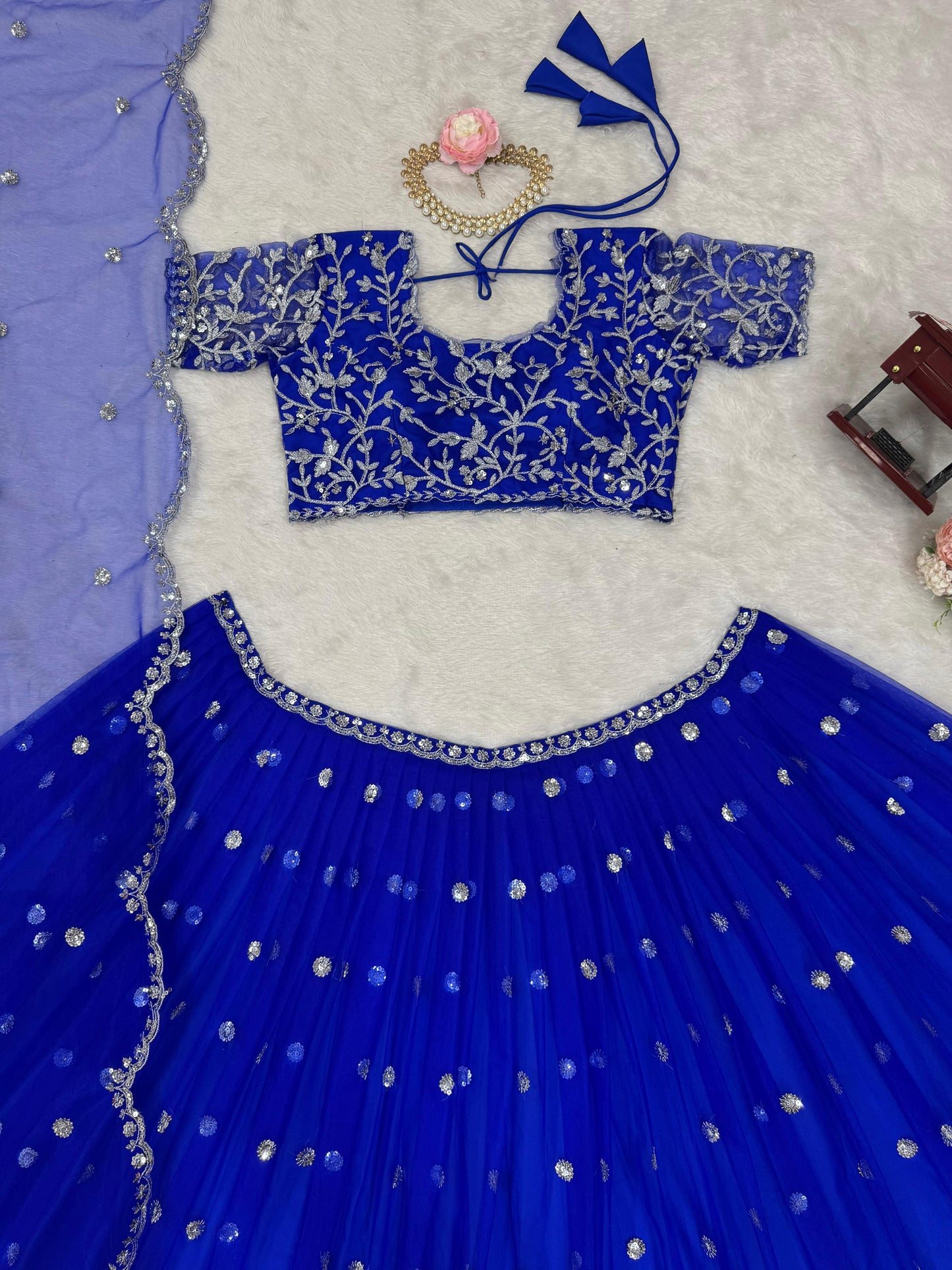 Blue Readymade Wedding lehenga choli Indian premium dress
