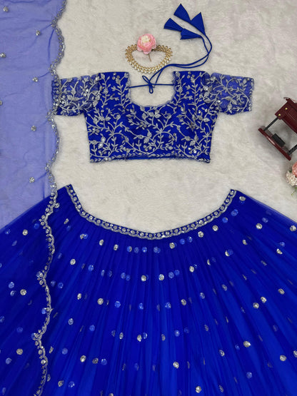 Blue Readymade Wedding lehenga choli Indian premium dress