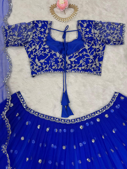 Blue Readymade Wedding lehenga choli Indian premium dress