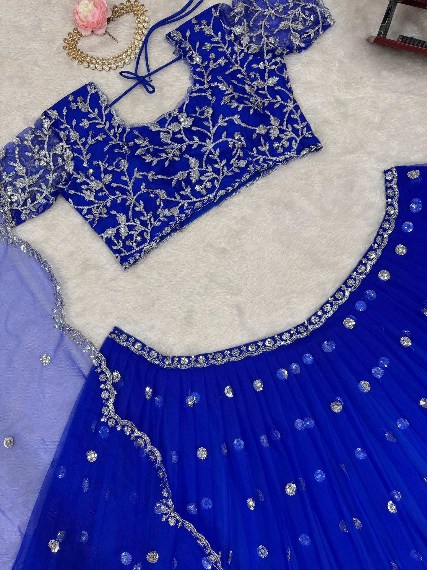 Blue Readymade Wedding lehenga choli Indian premium dress