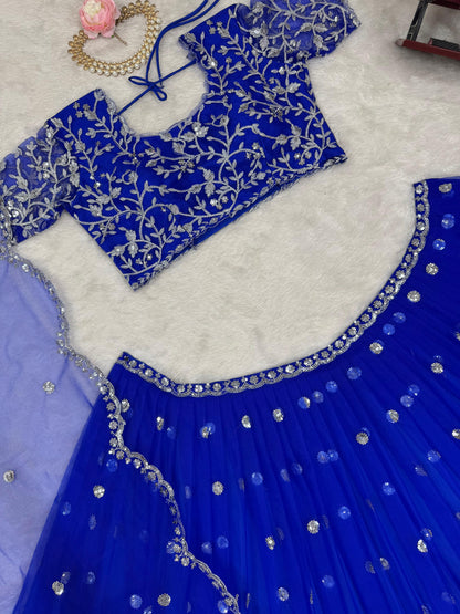 Blue Readymade Wedding lehenga choli Indian premium dress