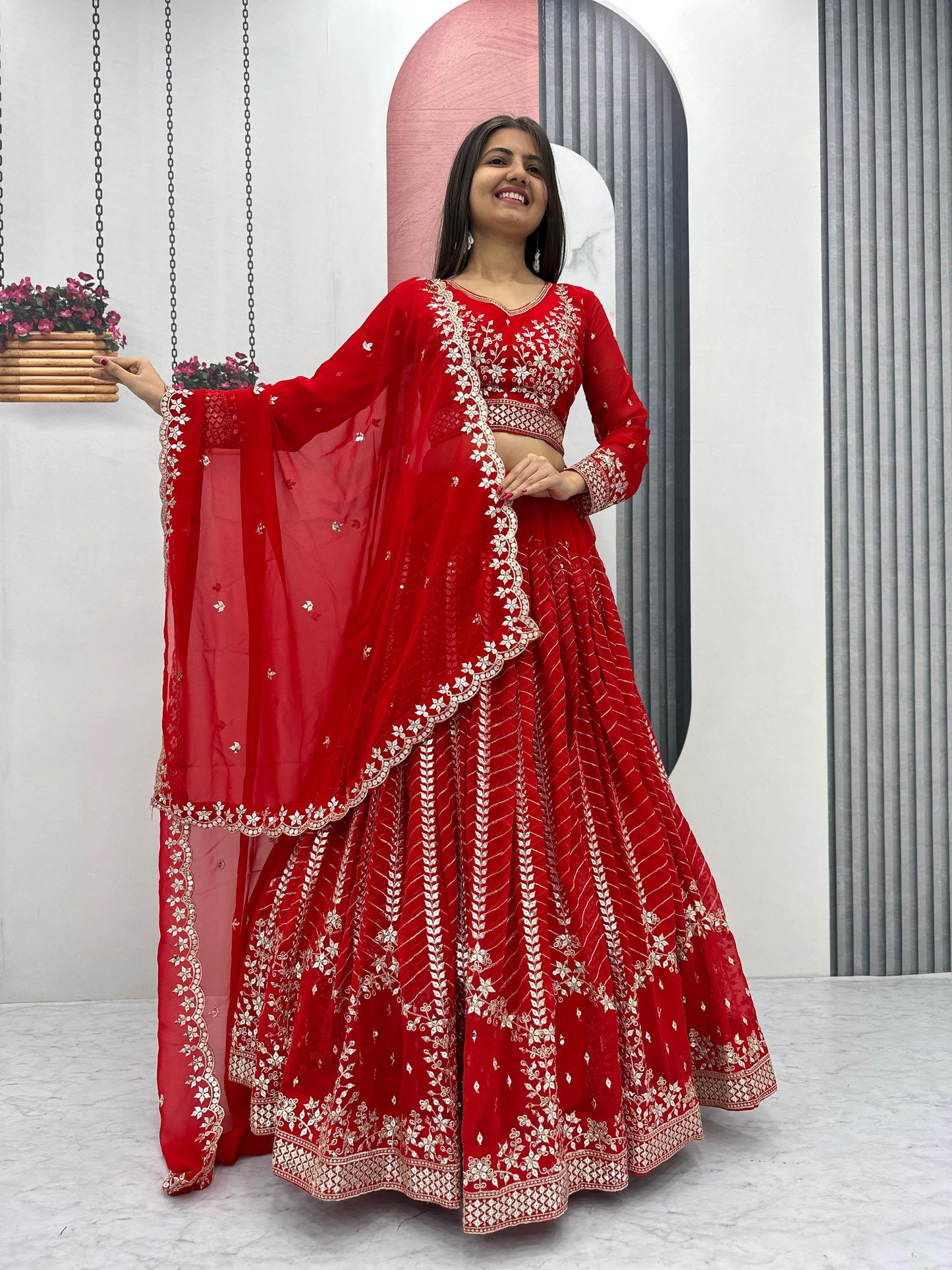 Red Wedding lehenga choli full Stiched Ready To Wear