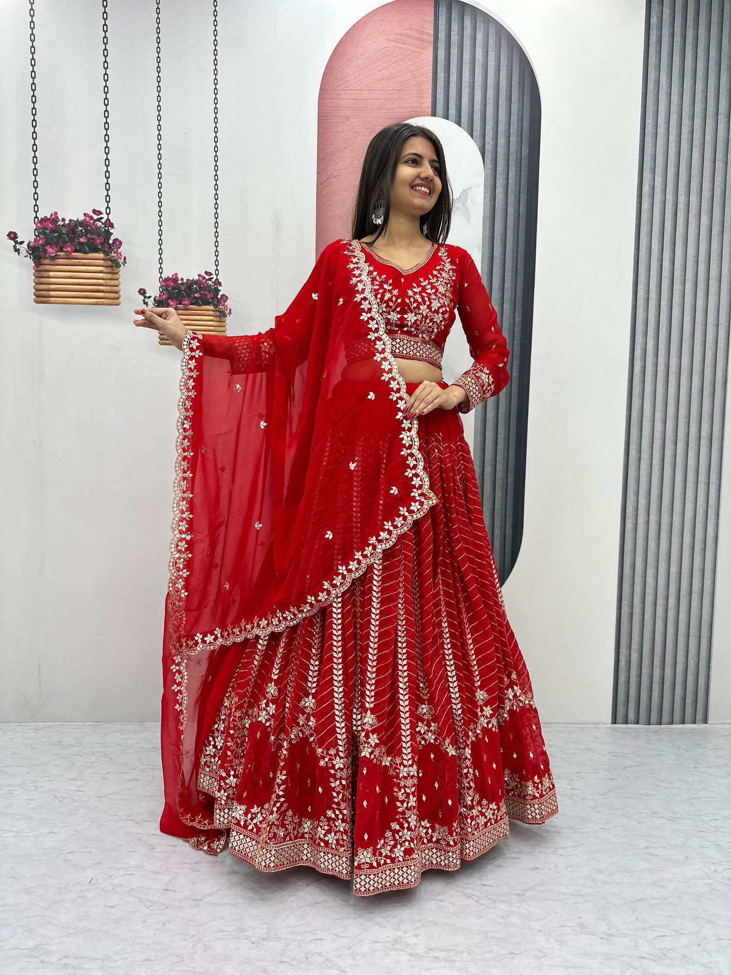 Red Wedding lehenga choli full Stiched Ready To Wear