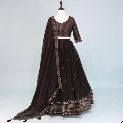 Black Ready To Wear Wedding lehenga choli Indian dress