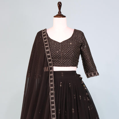 Black Ready To Wear Wedding lehenga choli Indian dress