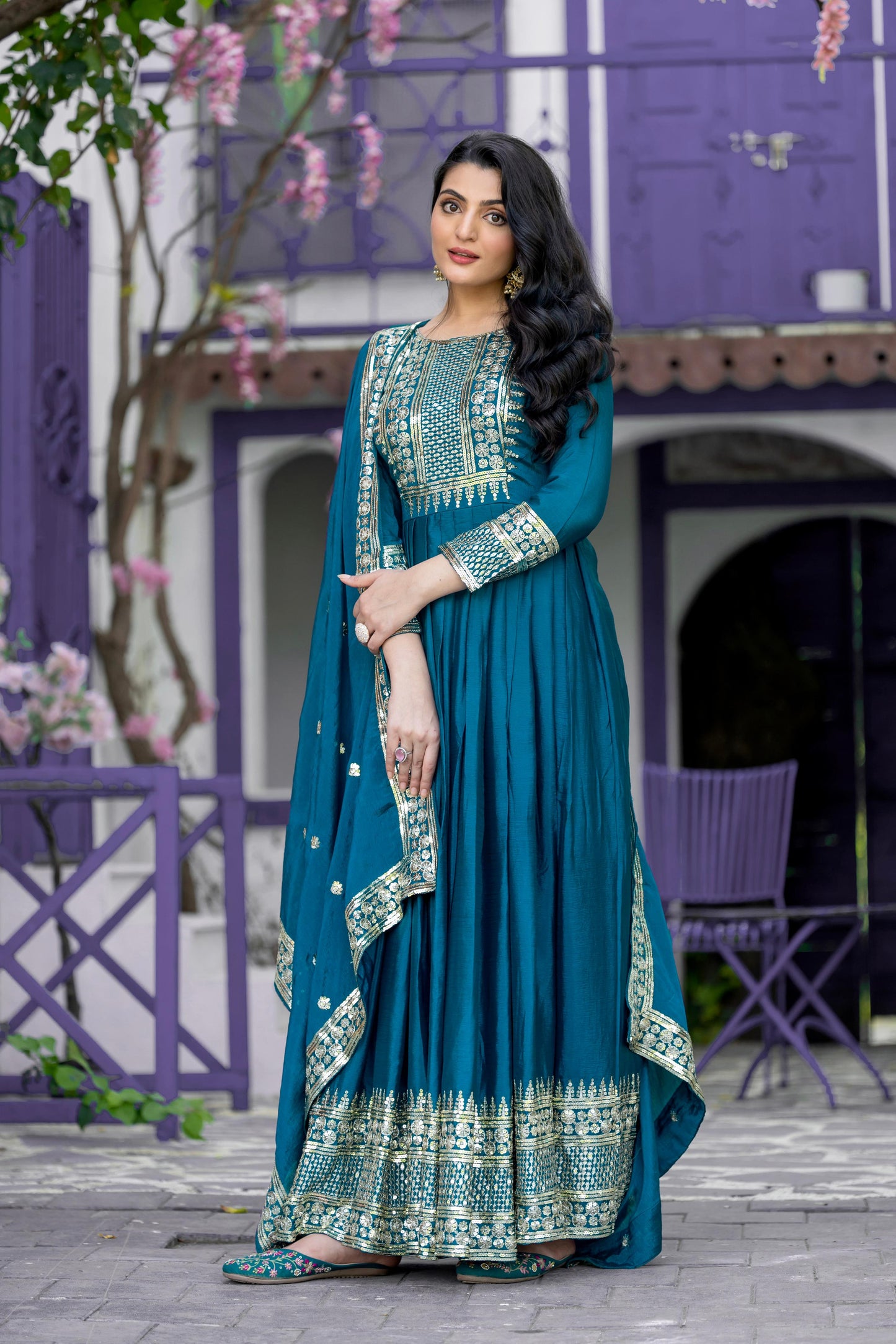 Anarkali Full Flair Readymade gown Indian wedding dress