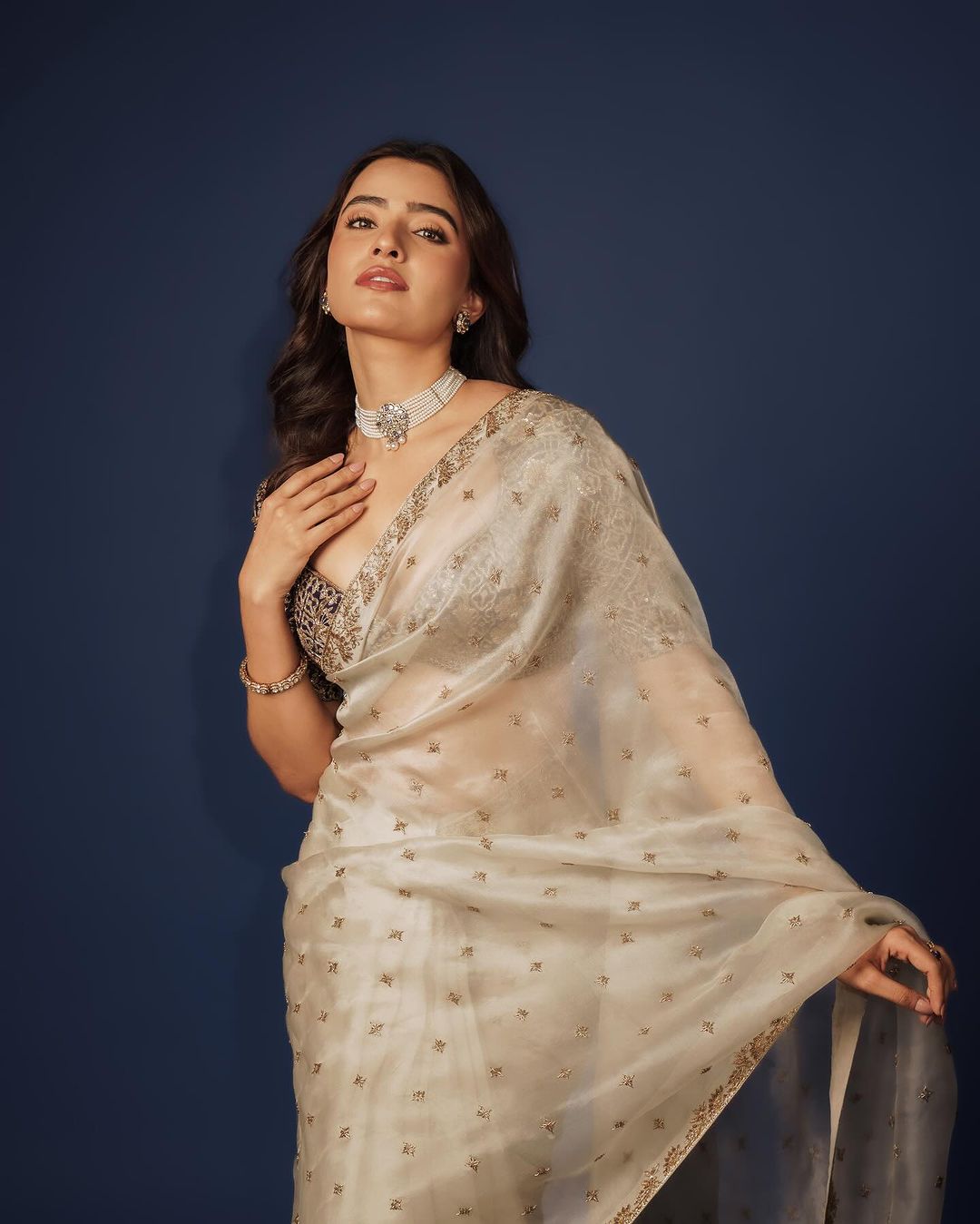 Organza wedding saree with stitched blouse Ready To Wear Designer Party Wear saree