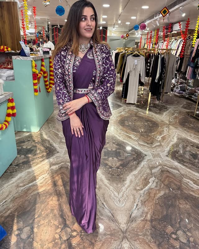 Indowestern Readymade Designer Partywear sarees with koti stitched blouse New Ready To Wear Saree