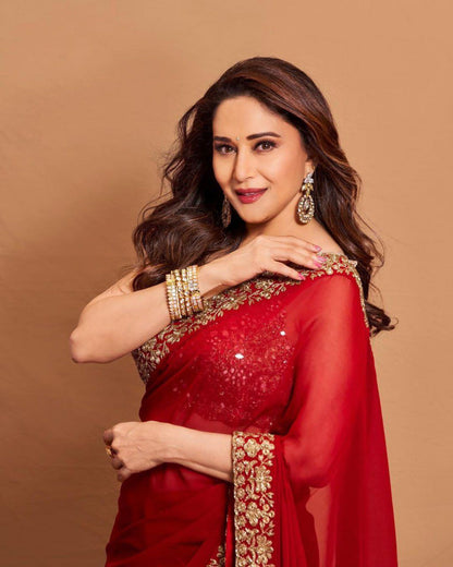 Red partywear Designer wedding saree Bollywood premium saree
