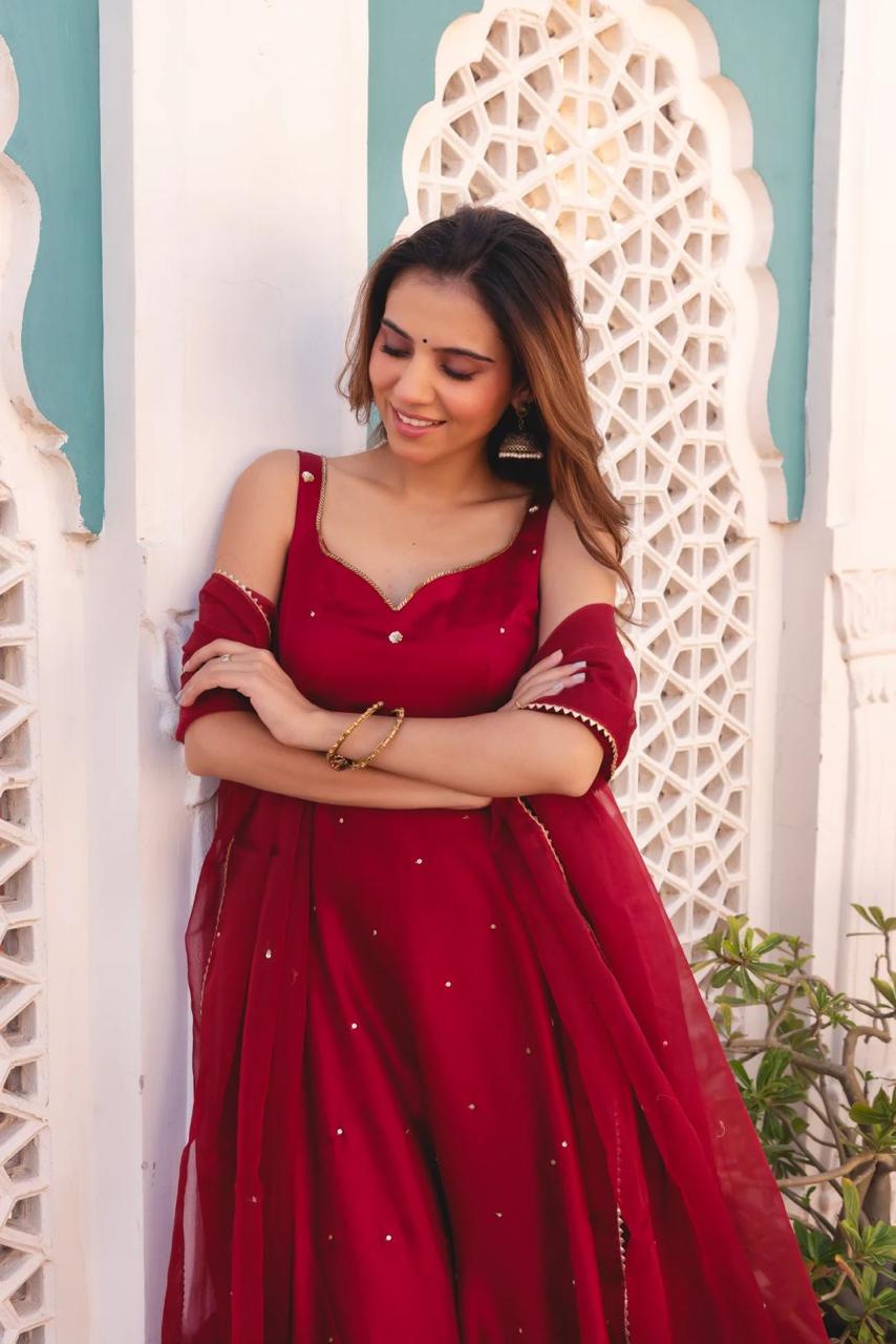 Anarkali Full Flair gown dress with Dupatta Readymade Indian gown