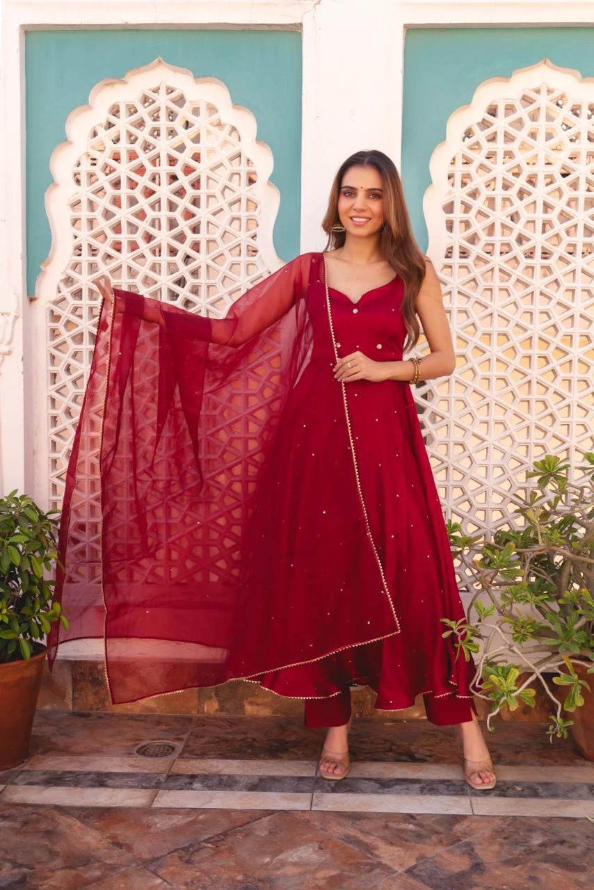 Anarkali Full Flair gown dress with Dupatta Readymade Indian gown
