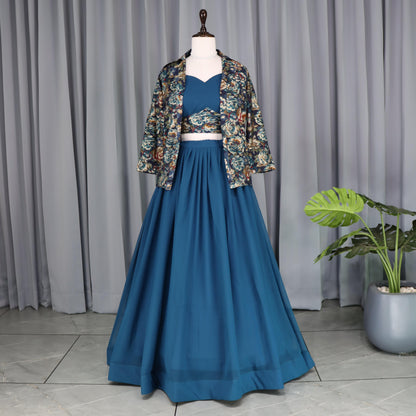 Heavy premium Designer Indowestern lehenga choli with koti Readymade Indian Dress